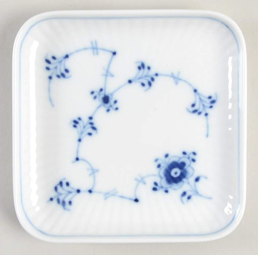 Blue Fluted Plain (No Trim) 4" Square Plate by Royal Copenhagen-1