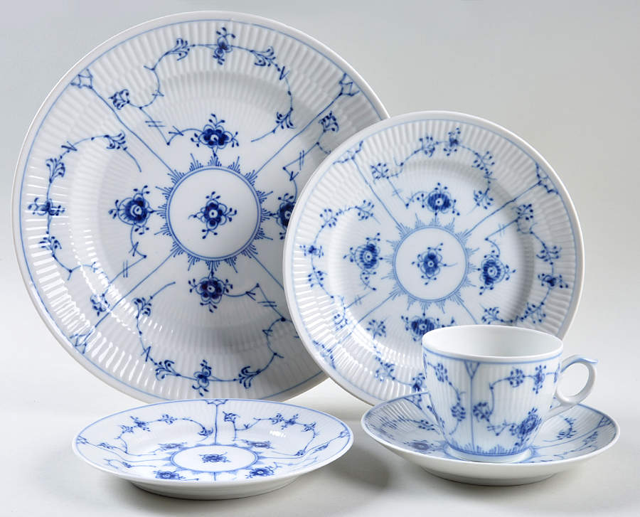 Blue Fluted Plain (No Trim) 40 Piece Estate Set by Royal Copenhagen-1
