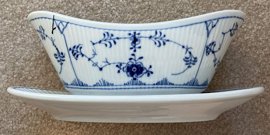 Blue Fluted Plain (No Trim) Gravy Boat & Underplate by Royal Copenhagen-1