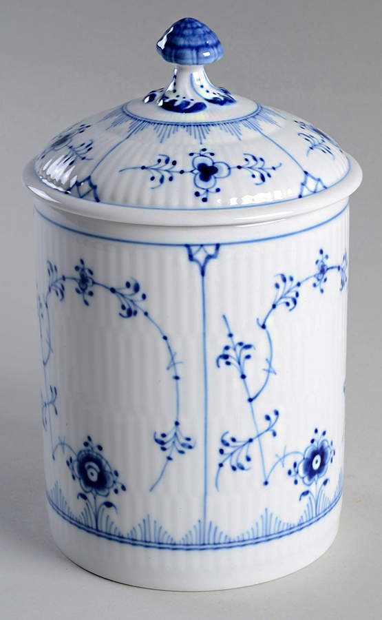 Blue Fluted Plain (No Trim) Storage Jar & Lid by Royal Copenhagen-1
