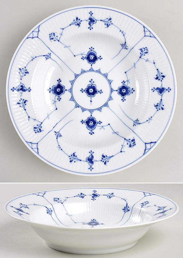 Blue Fluted Plain (No Trim) Large Rim Soup Bowl by Royal Copenhagen-1