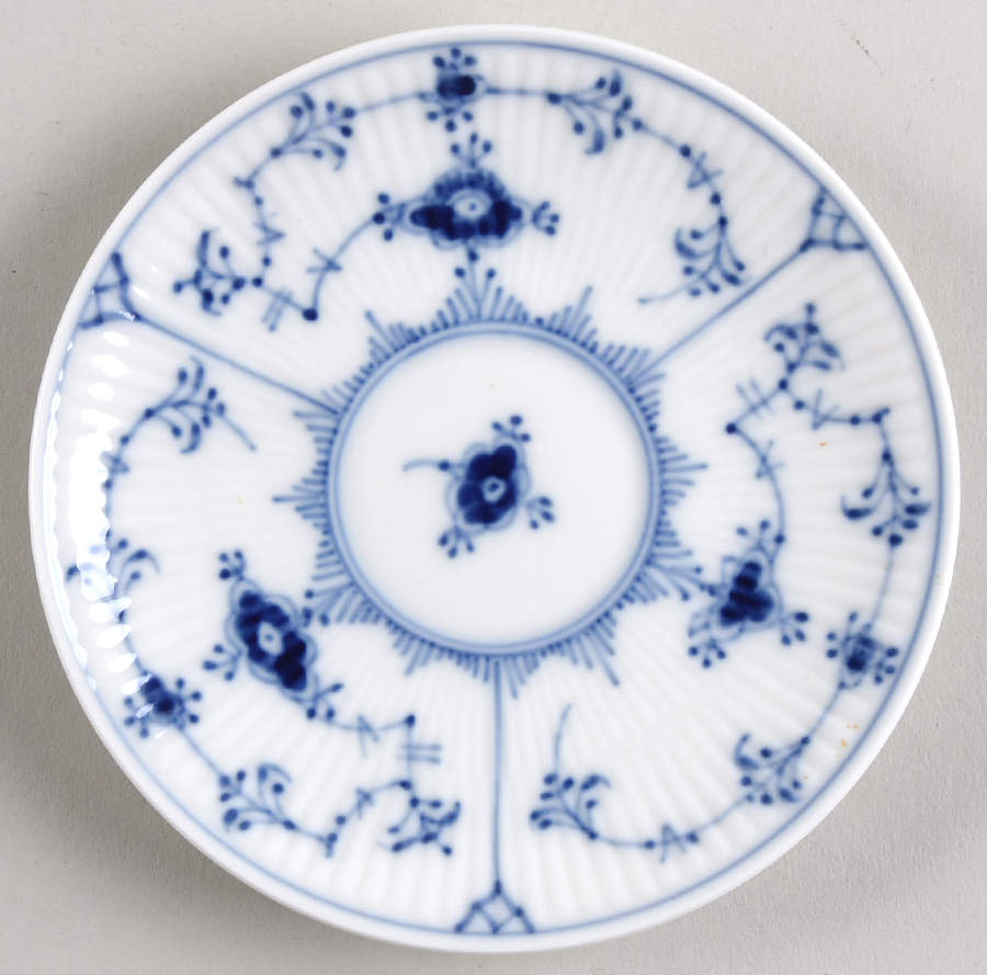 Blue Fluted Plain (No Trim) Saucer for Flat Demitasse Cup by Royal Copenhagen-1