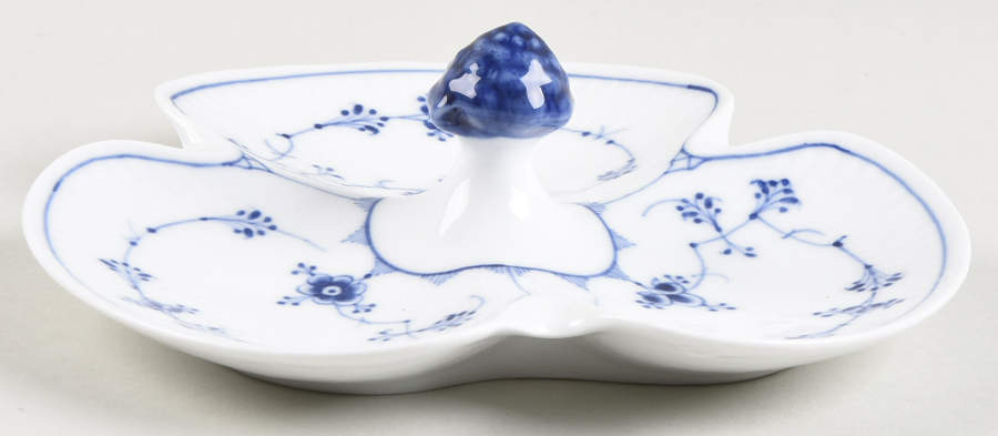 Blue Fluted Plain (No Trim) 3-Part Relish by Royal Copenhagen-1