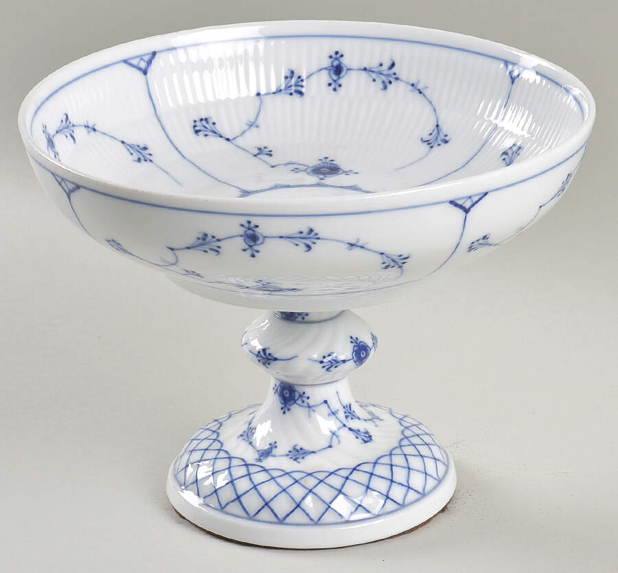 Blue Fluted Plain (No Trim) 8" Diameter Pedestal Cake Stand by Royal Copenhagen-1