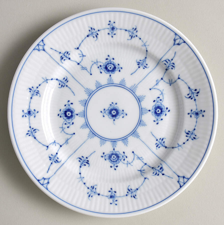 Blue Fluted Plain (No Trim) Dessert/Pie Plate by Royal Copenhagen-1