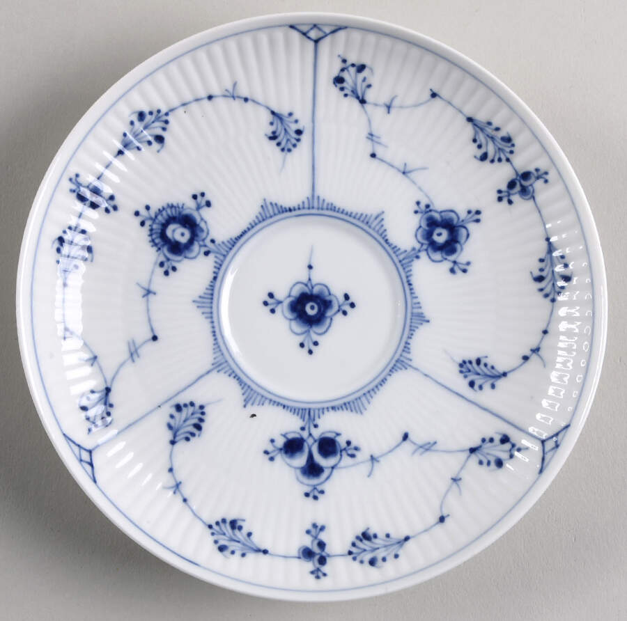 Blue Fluted Plain (No Trim) Saucer for Flat Cup by Royal Copenhagen-1