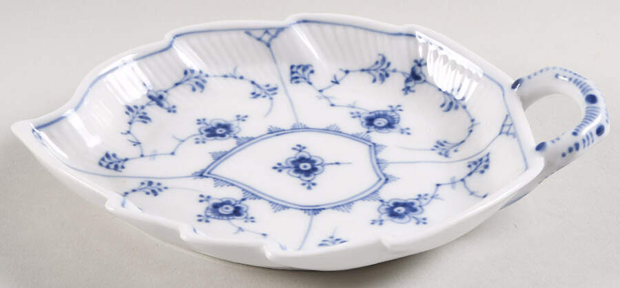 Blue Fluted Plain (No Trim) Leaf Shaped Dish by Royal Copenhagen-1