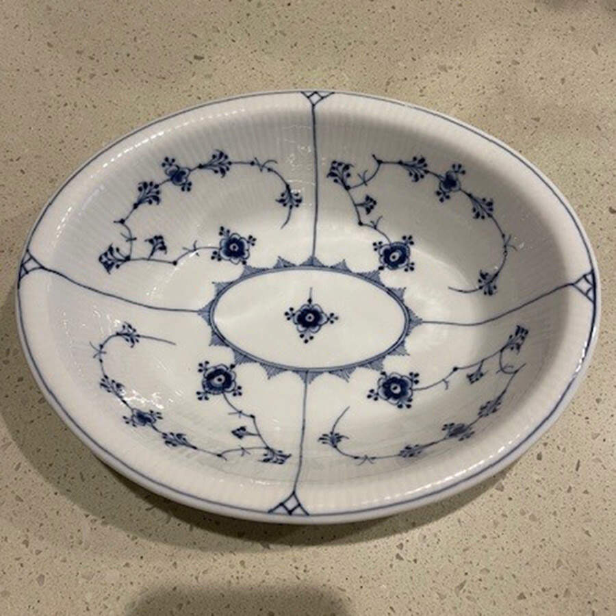 Blue Fluted Plain (No Trim) 9" Oval Vegetable Bowl by Royal Copenhagen-1