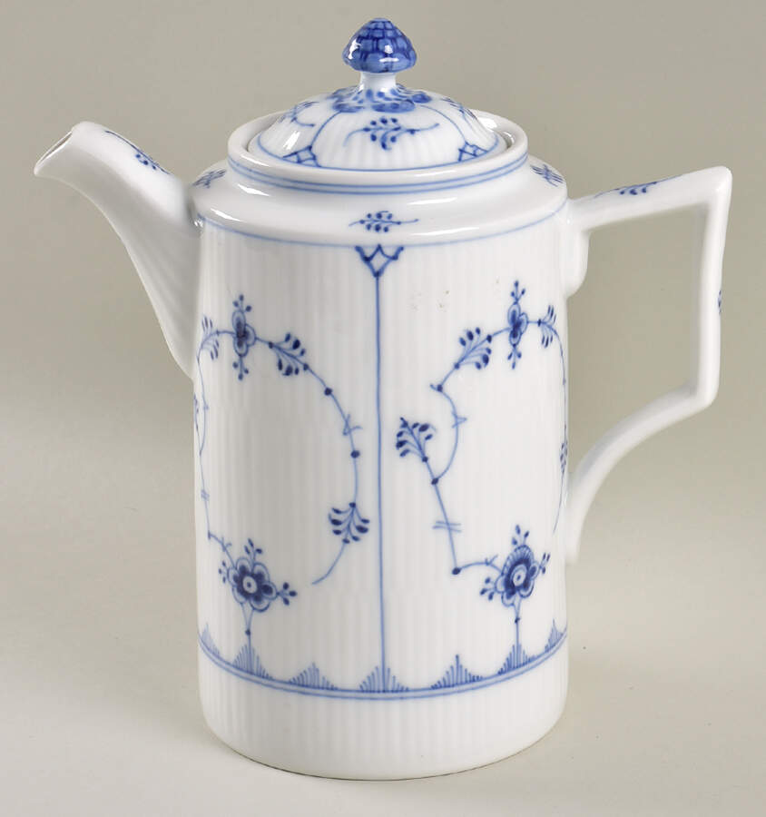 Blue Fluted Plain (No Trim) Coffee Pot & Lid by Royal Copenhagen-1