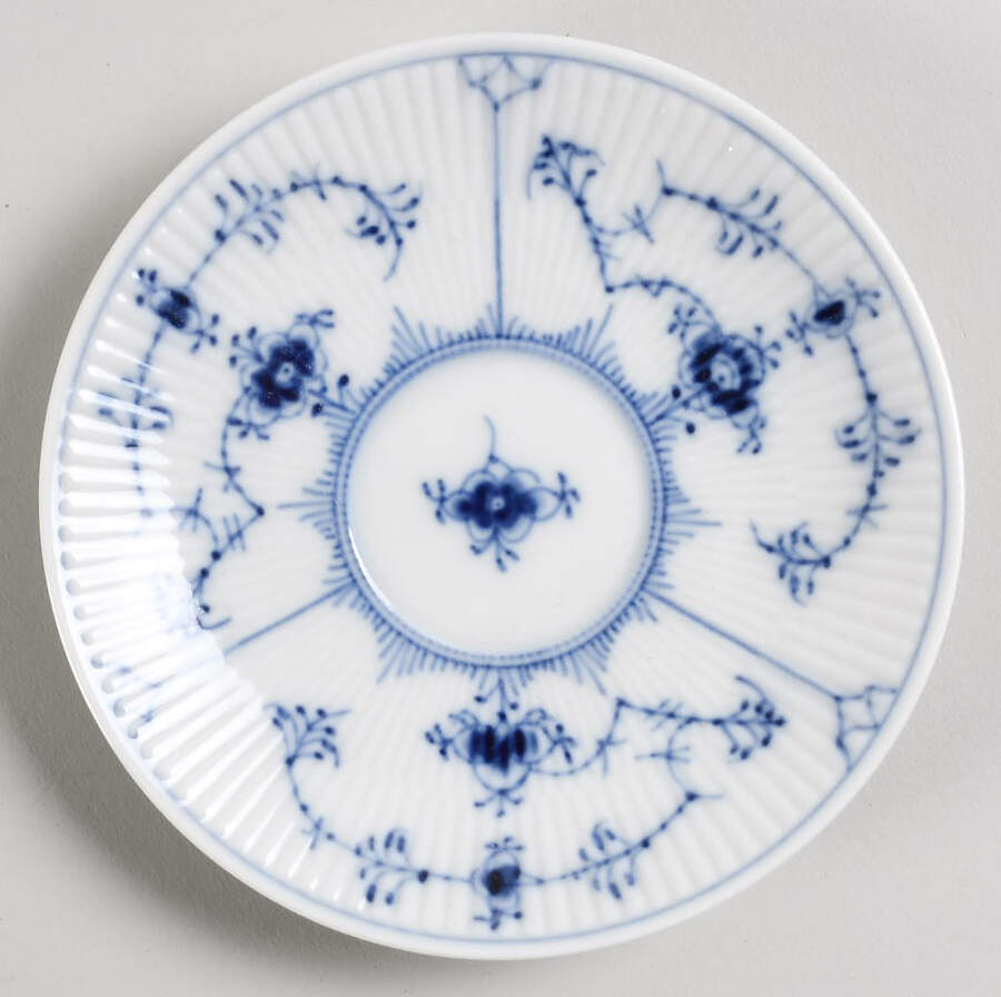 Blue Fluted Plain (No Trim) Saucer for Flat Cup by Royal Copenhagen-1