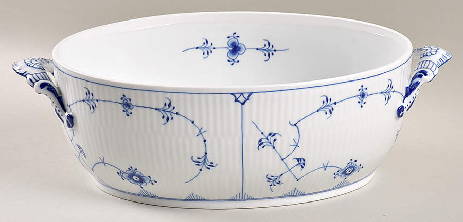 Blue Fluted Plain (No Trim) Oval Tureen No Lid by Royal Copenhagen-1