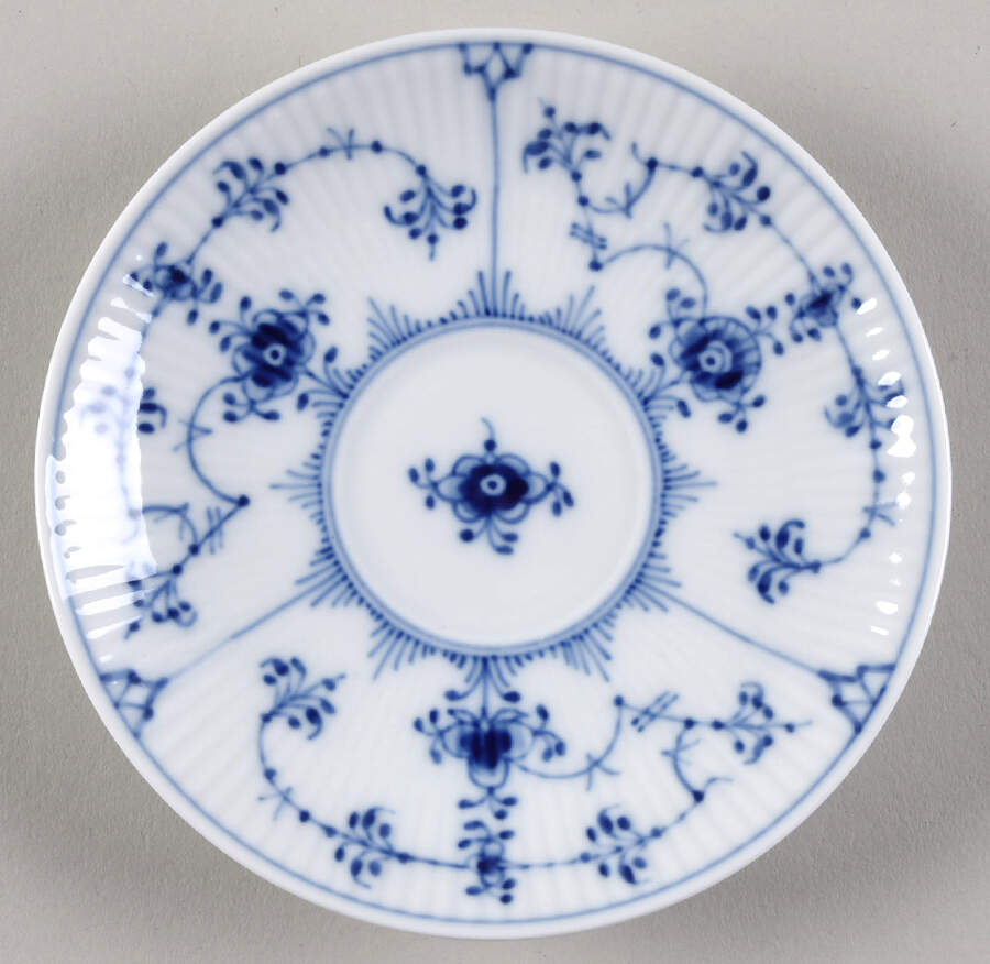 Blue Fluted Plain (No Trim) Saucer for Flat Demitasse Cup by Royal Copenhagen-1