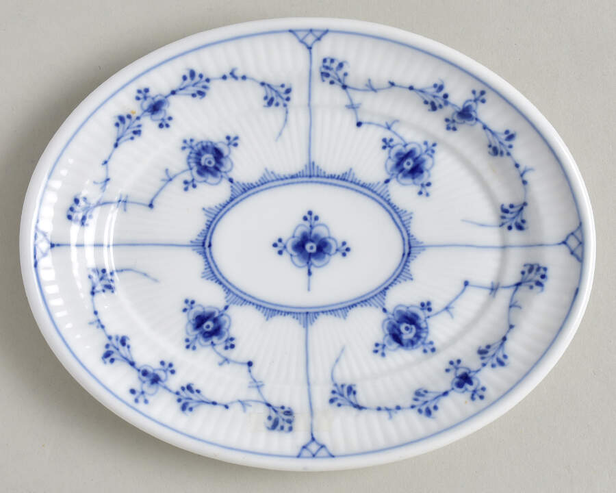 Blue Fluted Plain (No Trim) Small Oval Tray by Royal Copenhagen-1