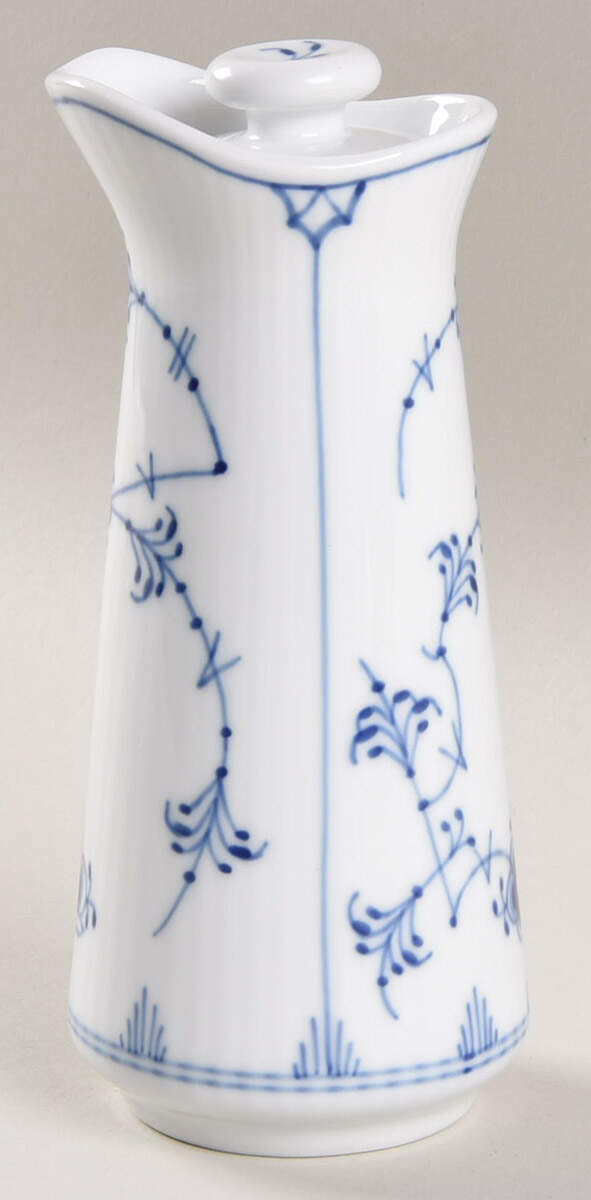 Blue Fluted Plain (No Trim) Oil/Vinegar Server with Lid by Royal Copenhagen-1