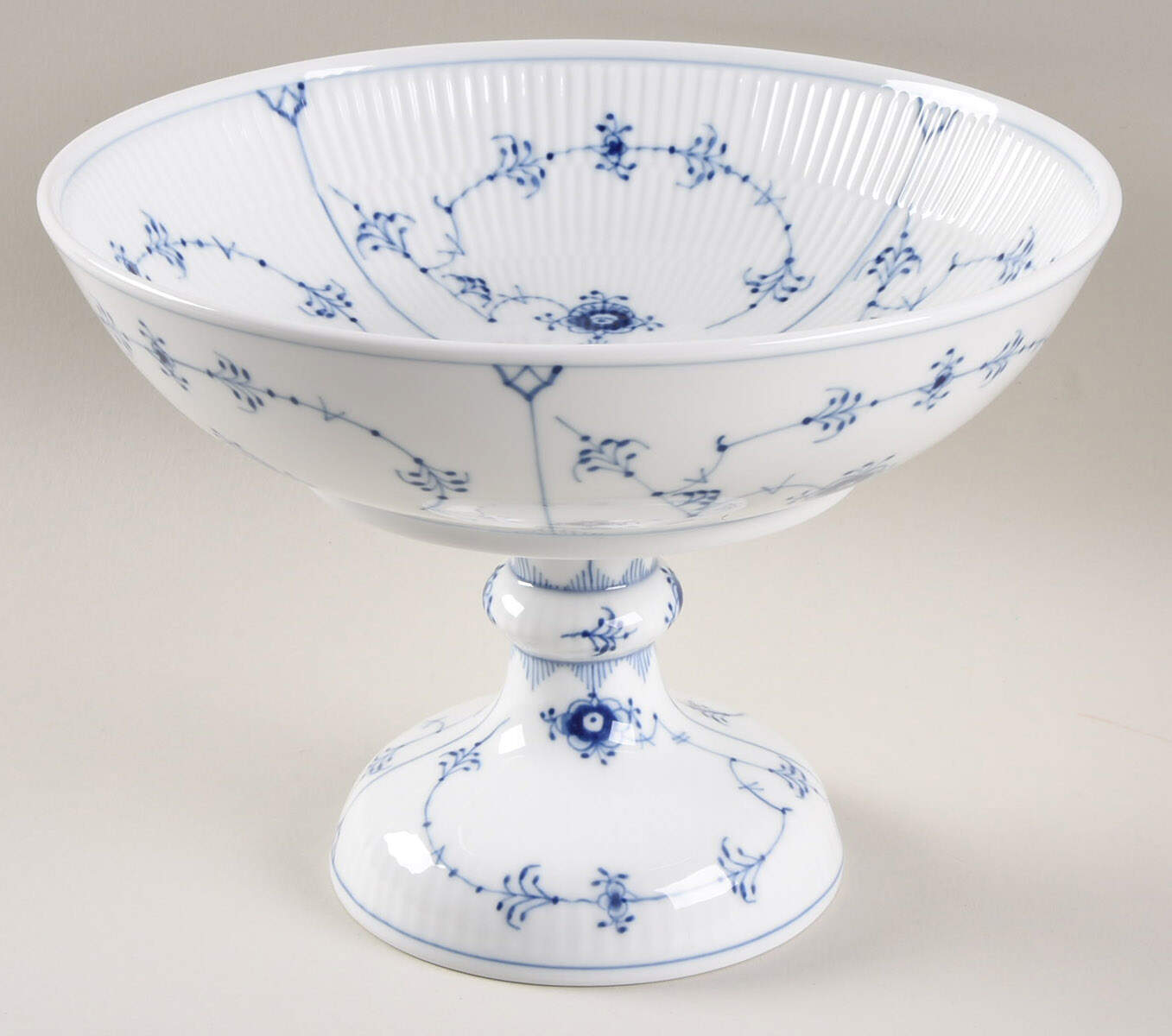 Blue Fluted Plain (No Trim) High Footed Cake Plate by Royal Copenhagen-1