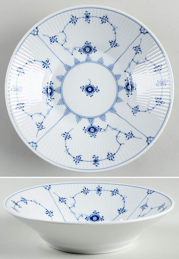Blue Fluted Plain (No Trim) 8" Deep Plate by Royal Copenhagen-1