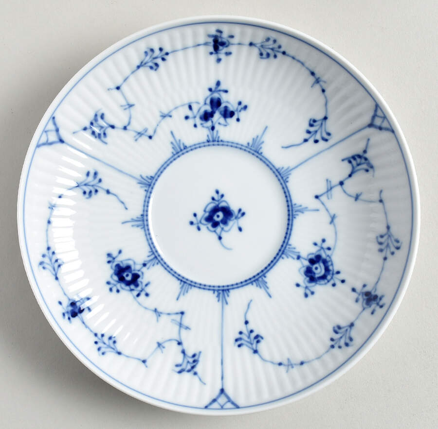 Blue Fluted Plain (No Trim) Saucer for Breakfast Cup by Royal Copenhagen-1