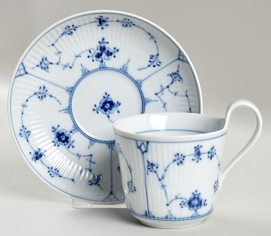 Blue Fluted Plain (No Trim) Breakfast Cup & Saucer Set by Royal Copenhagen-1