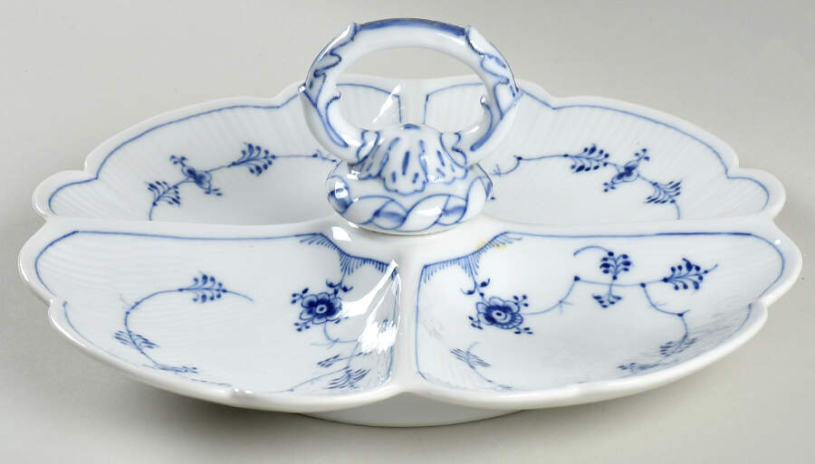 Blue Fluted Plain (No Trim) 4-Part Relish by Royal Copenhagen-1