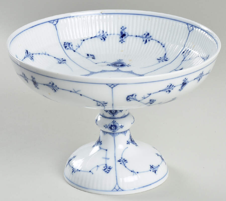 Blue Fluted Plain (No Trim) Round Compote (Height X Width) by Royal Copenhagen-1