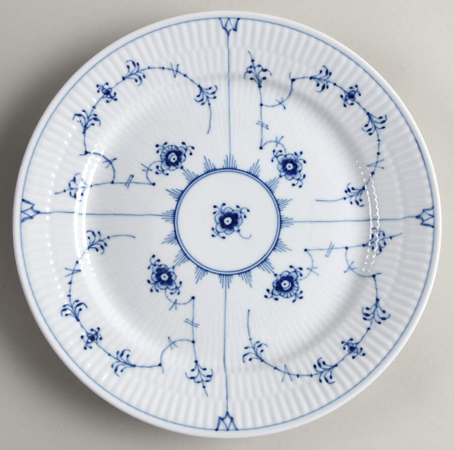 Blue Fluted Plain (No Trim) Luncheon Plate by Royal Copenhagen-1