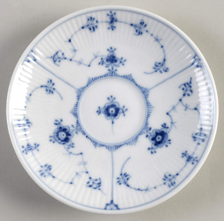 Blue Fluted Plain (No Trim) Saucer for Flat Cup by Royal Copenhagen-1