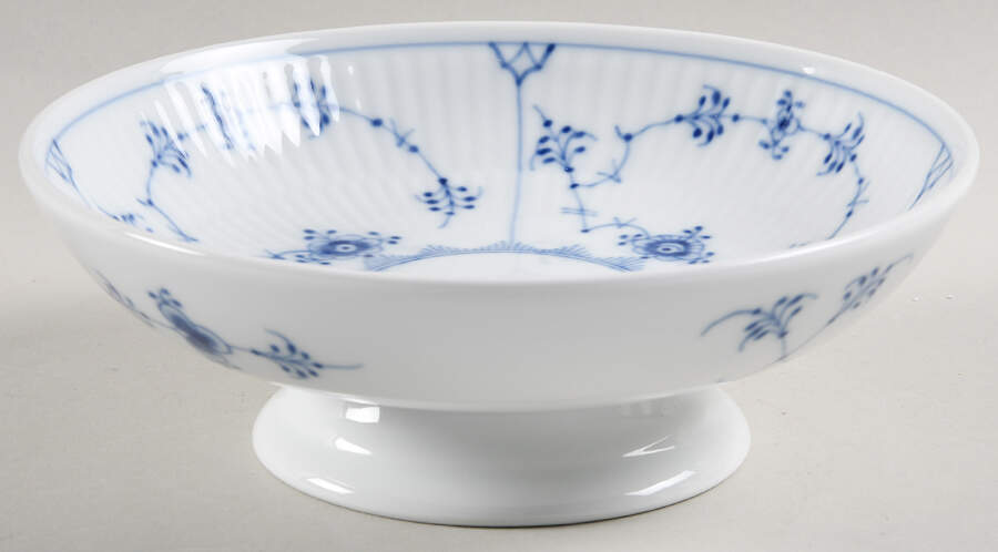 Blue Fluted Plain (No Trim) Footed Cereal Bowl by Royal Copenhagen-1