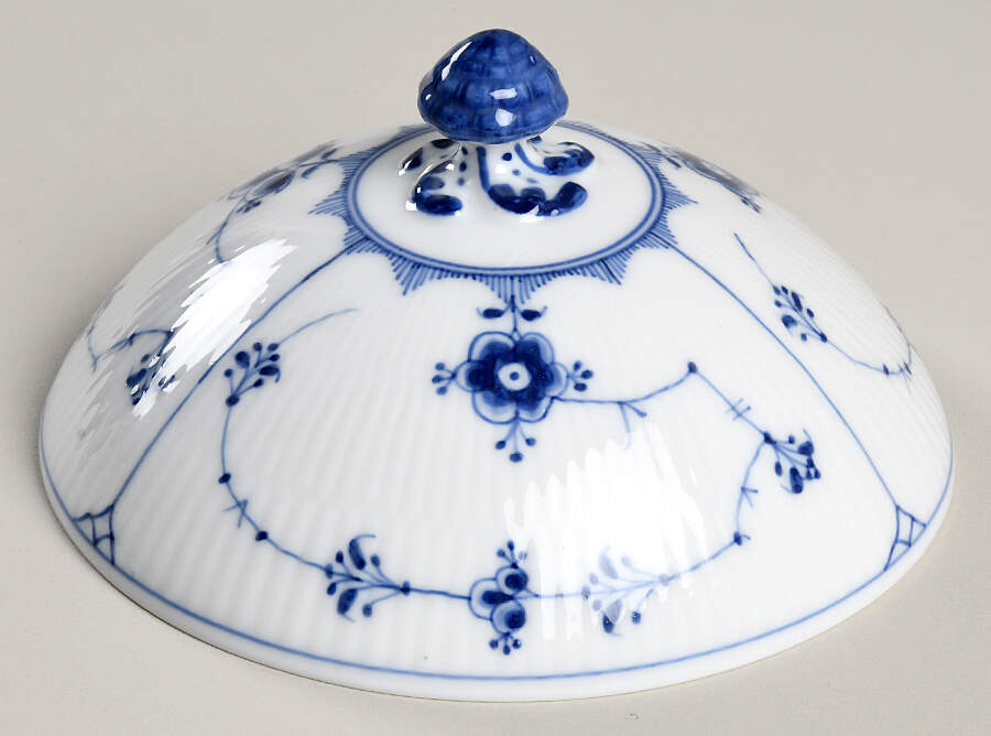 Blue Fluted Plain (No Trim) Lid for Round Butter by Royal Copenhagen-1