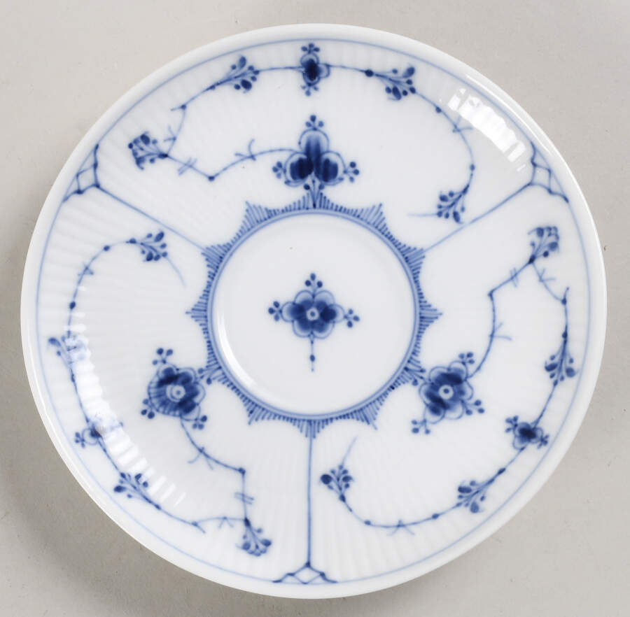 Blue Fluted Plain (No Trim) Saucer for Flat Cup by Royal Copenhagen-1