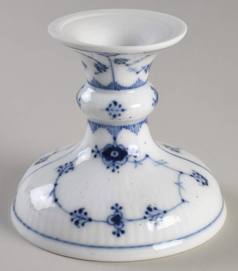 Blue Fluted Plain (No Trim) 3" Candlestick by Royal Copenhagen-1