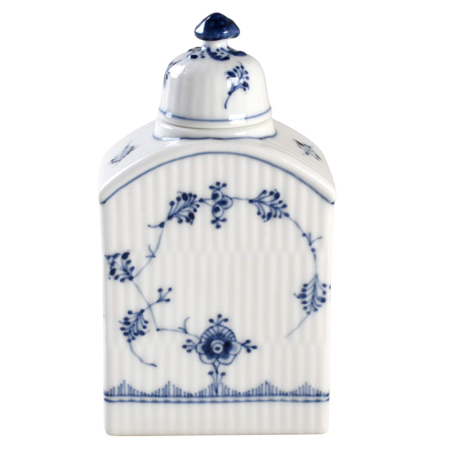 Blue Fluted Plain (No Trim) Tea Caddy & Lid by Royal Copenhagen-1