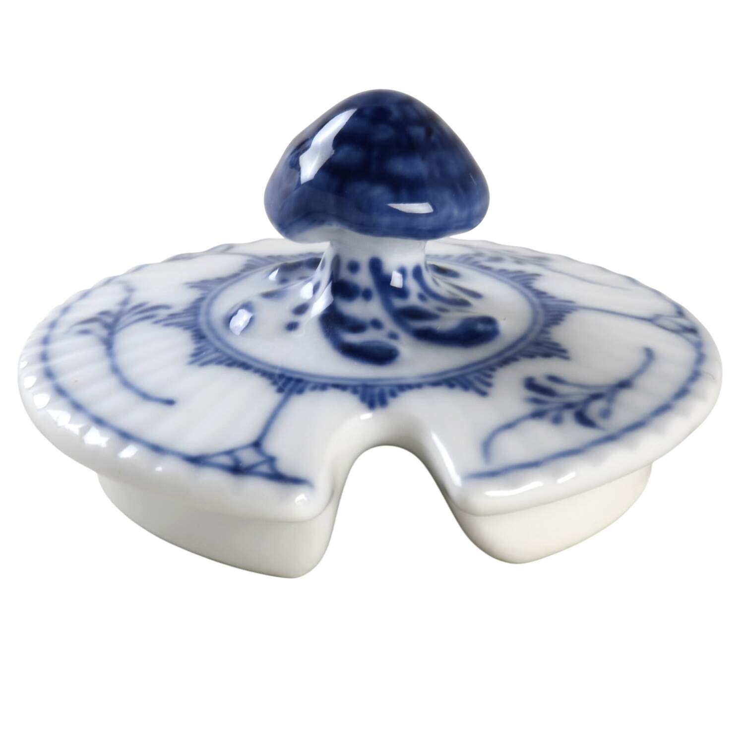 Blue Fluted Plain (No Trim) Lid for Mustard Jar by Royal Copenhagen-1