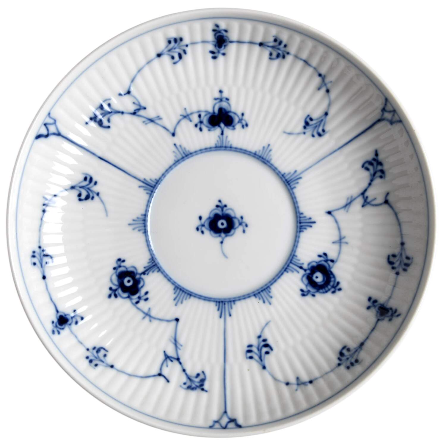 Blue Fluted Plain (No Trim) Saucer for Breakfast Cup by Royal Copenhagen-1