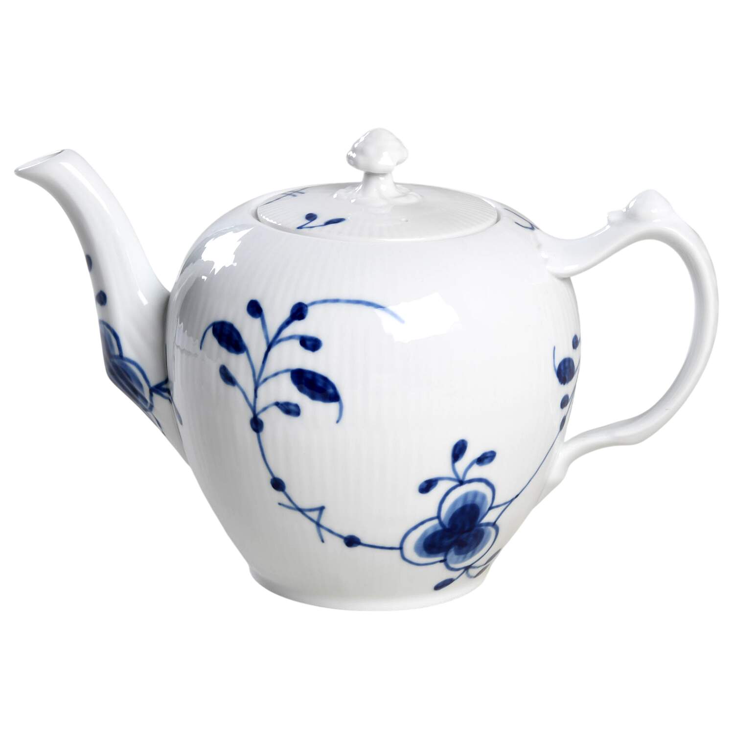 Blue Fluted Plain (No Trim) Teapot & Lid by Royal Copenhagen-1