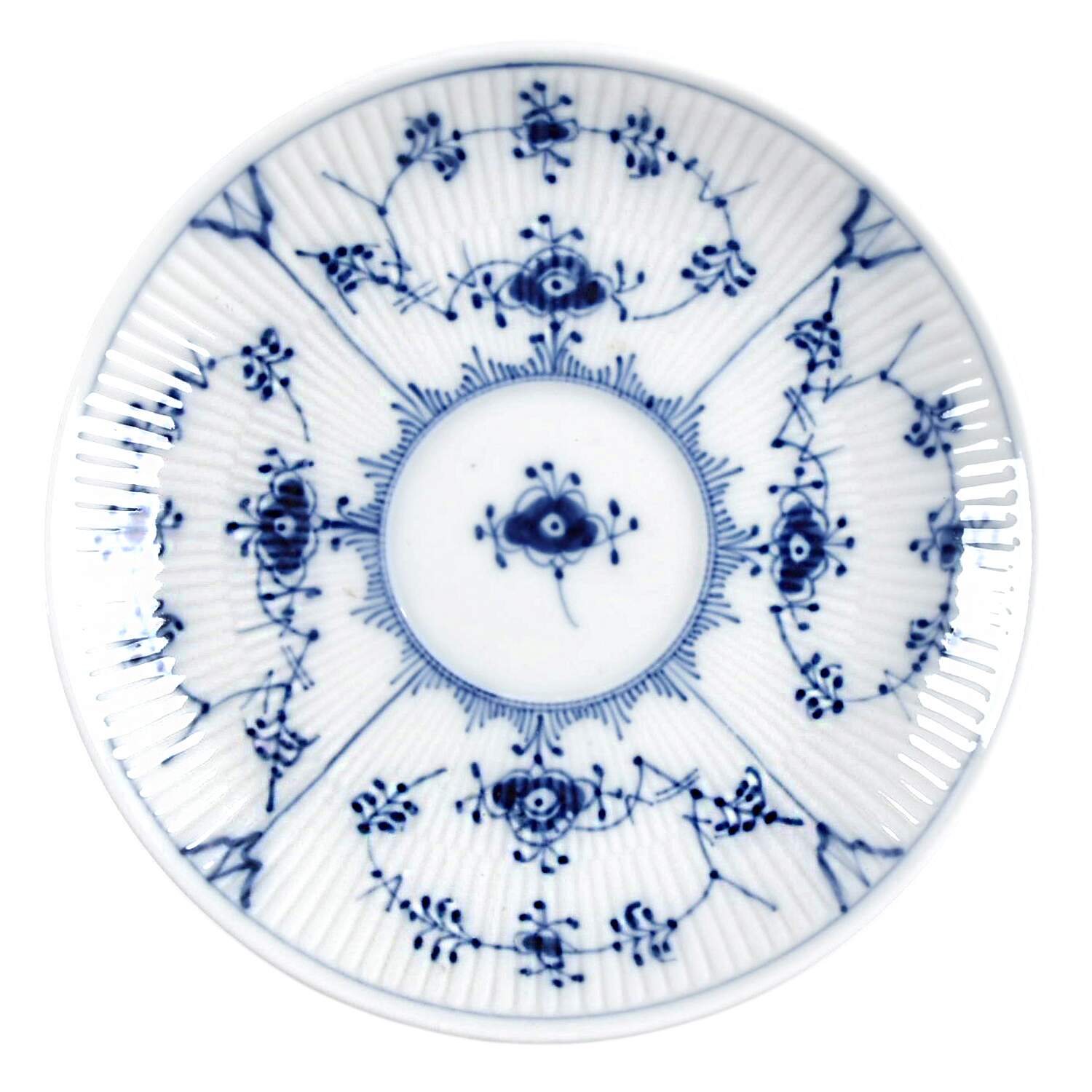Blue Fluted Plain (No Trim) Saucer for Flat Cream Soup Bowl by Royal Copenhagen-1
