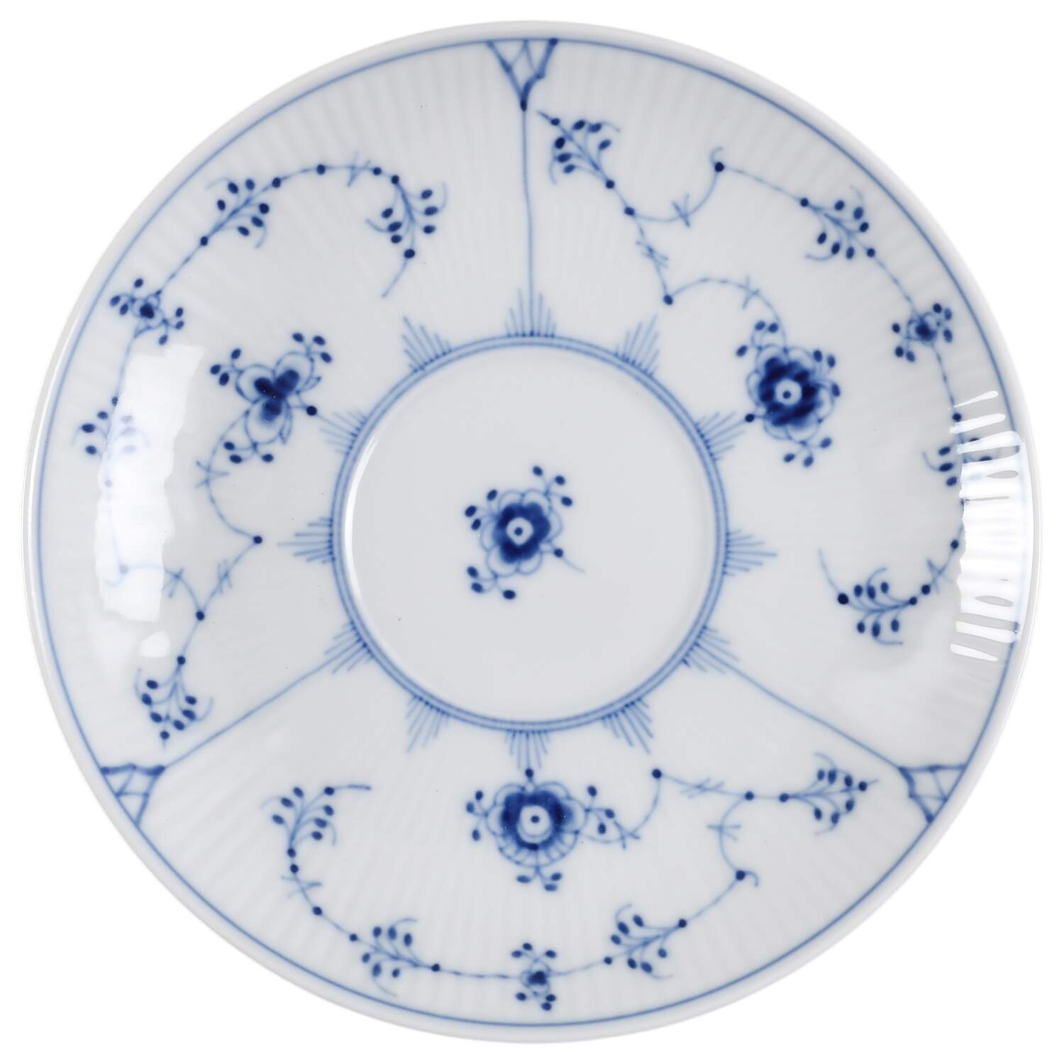 Blue Fluted Plain (No Trim) Saucer for Flat Cup by Royal Copenhagen-1