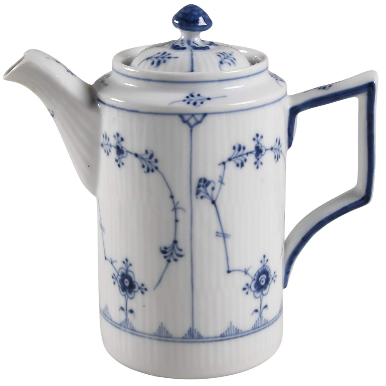 Blue Fluted Plain (No Trim) Coffee Pot & Lid by Royal Copenhagen-1
