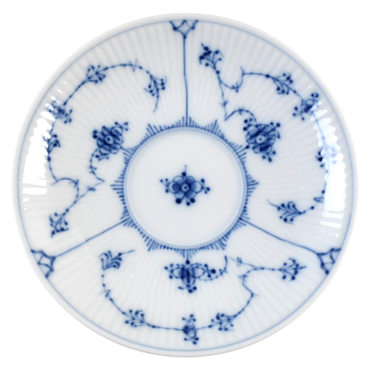 Blue Fluted Plain (No Trim) Saucer for Flat Demitasse Cup by Royal Copenhagen-1