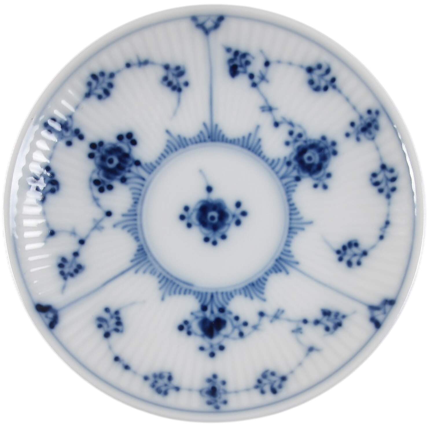Blue Fluted Plain (No Trim) Saucer for Flat Demitasse Cup by Royal Copenhagen-1