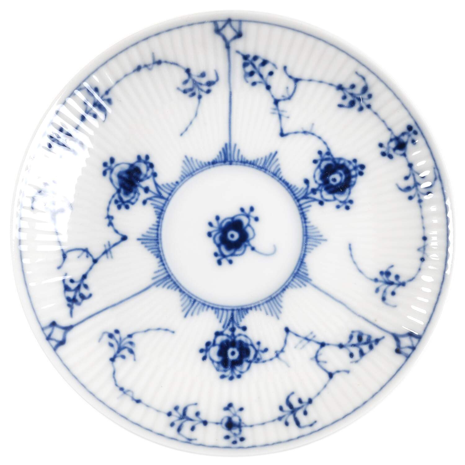 Blue Fluted Plain (No Trim) Saucer for Flat Cup by Royal Copenhagen-1