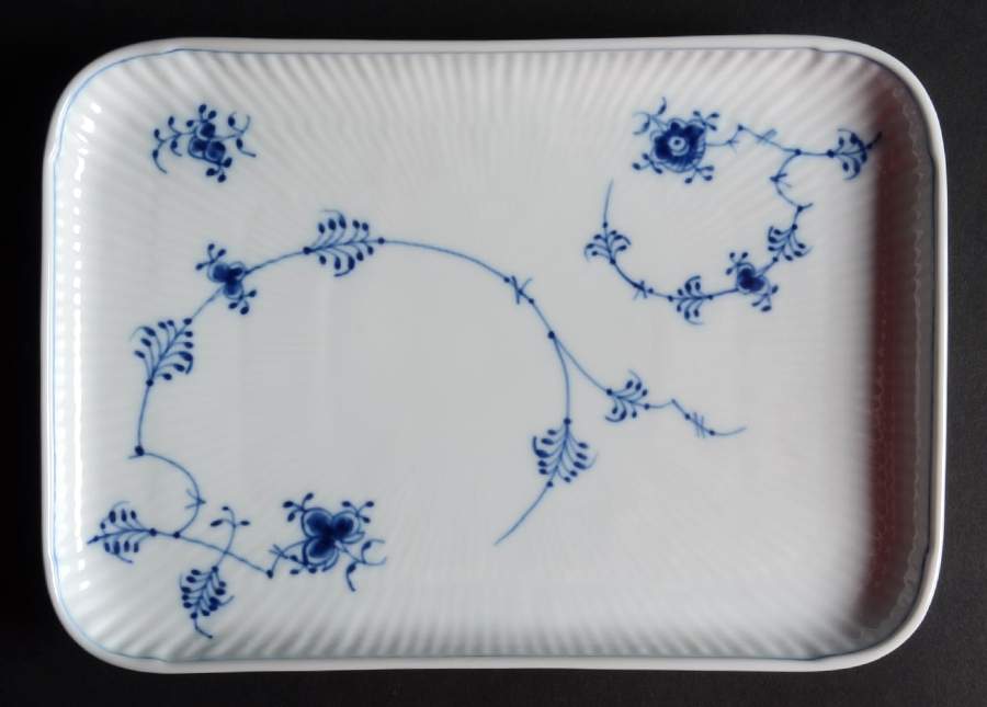 Blue Fluted Plain (No Trim) Rectangular Tray by Royal Copenhagen-1