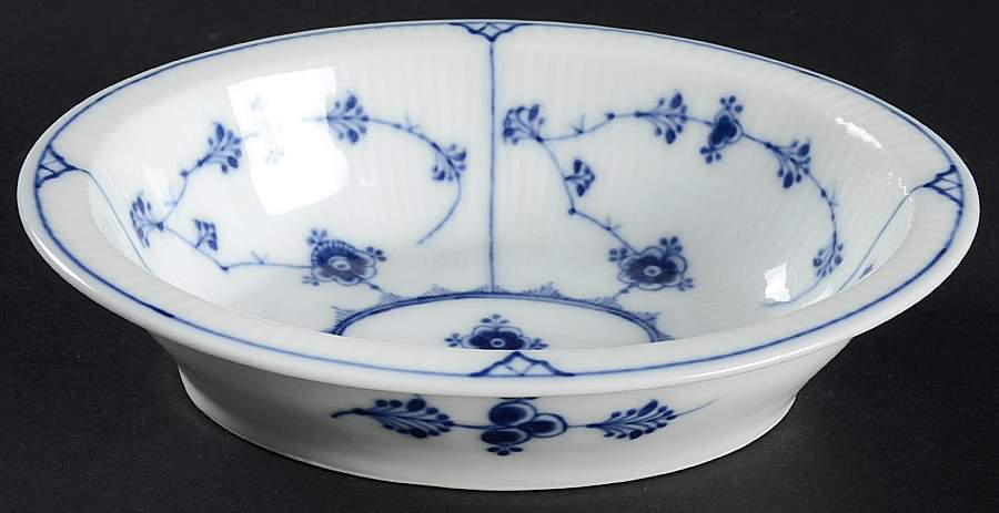 Blue Fluted Plain (No Trim) 6" Oval Vegetable Bowl by Royal Copenhagen-1