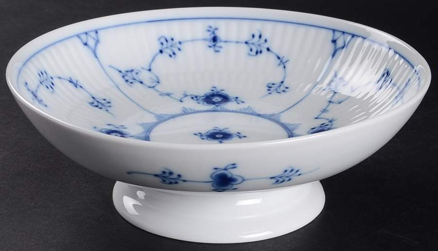 Blue Fluted Plain (No Trim) Low Footed Cake Plate by Royal Copenhagen-1