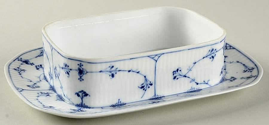 Blue Fluted Plain (No Trim) Butter Box No Lid by Royal Copenhagen-1