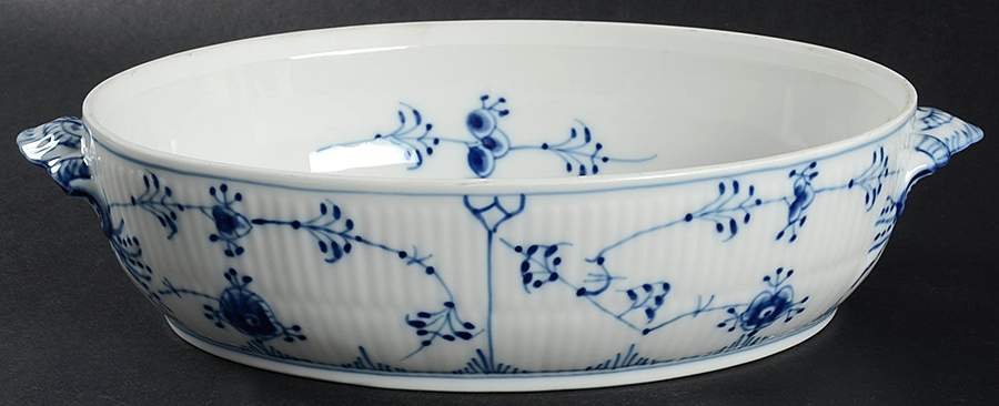 Blue Fluted Plain (No Trim) Oval Vegetable No Lid by Royal Copenhagen-1
