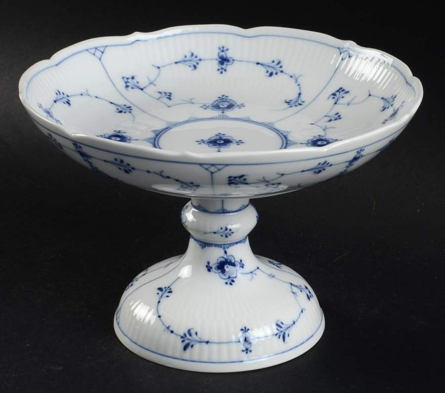 Blue Fluted Plain (No Trim) Round Compote (Height X Width) by Royal Copenhagen-1