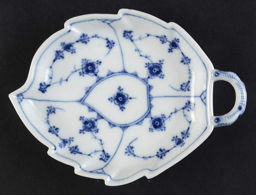 Blue Fluted Plain (No Trim) Leaf Shaped Dish by Royal Copenhagen-1