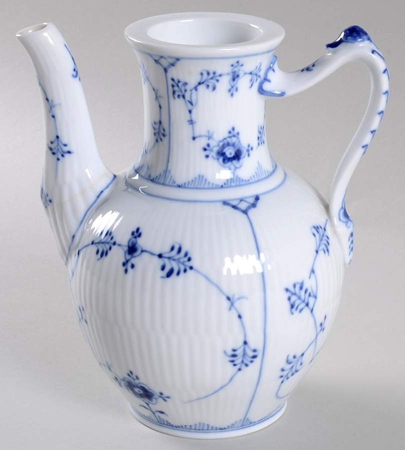 Blue Fluted Plain (No Trim) Mini Coffee Pot No Lid by Royal Copenhagen-1