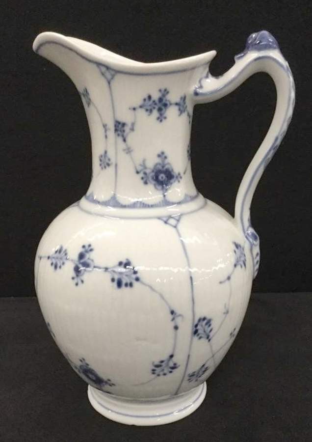 Blue Fluted Plain (No Trim) Pitcher & Lid by Royal Copenhagen-1