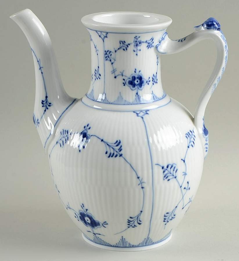 Blue Fluted Plain (No Trim) Coffee Pot No Lid by Royal Copenhagen-1